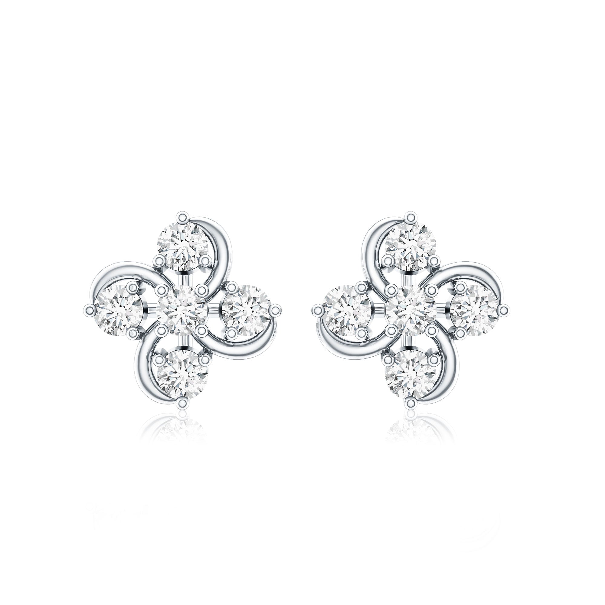 Diamond Flower Cluster Earrings For Women