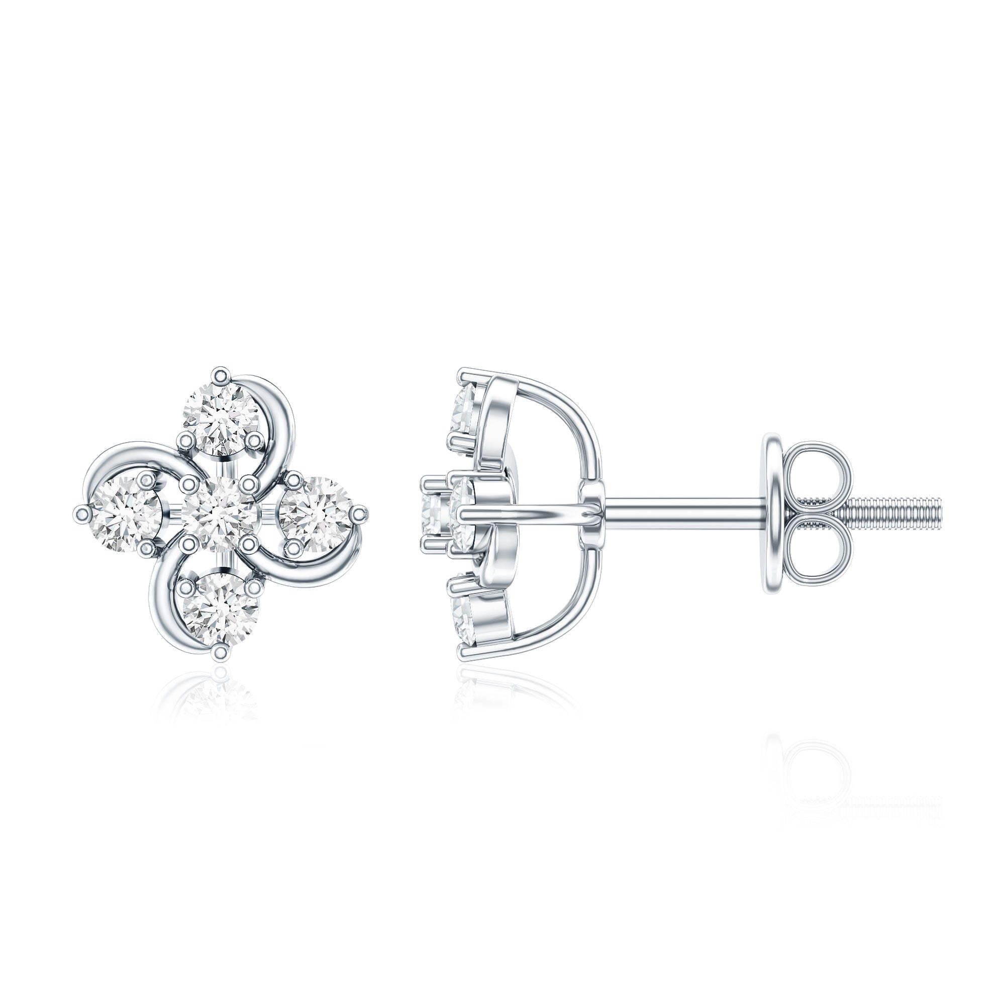 Diamond Flower Cluster Earrings For Women
