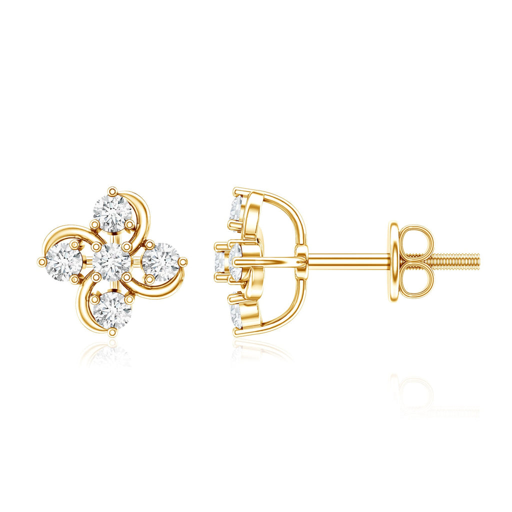 Diamond Flower Cluster Earrings For Women
