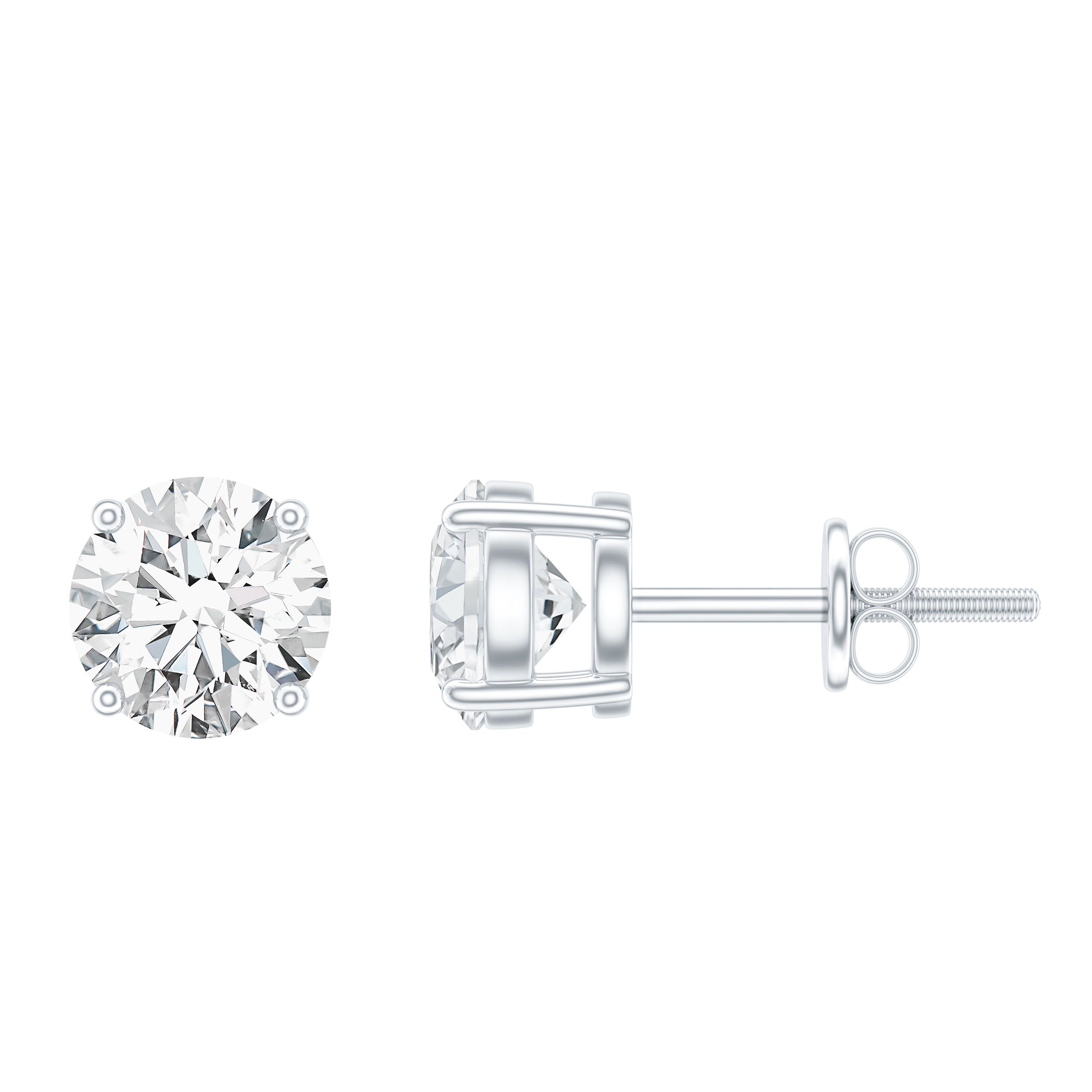 1.9 Carat Moissanite Solitaire Stud Earrings
