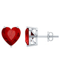 Heart Shape Lab Created Ruby Solitaire Stud Earrings
