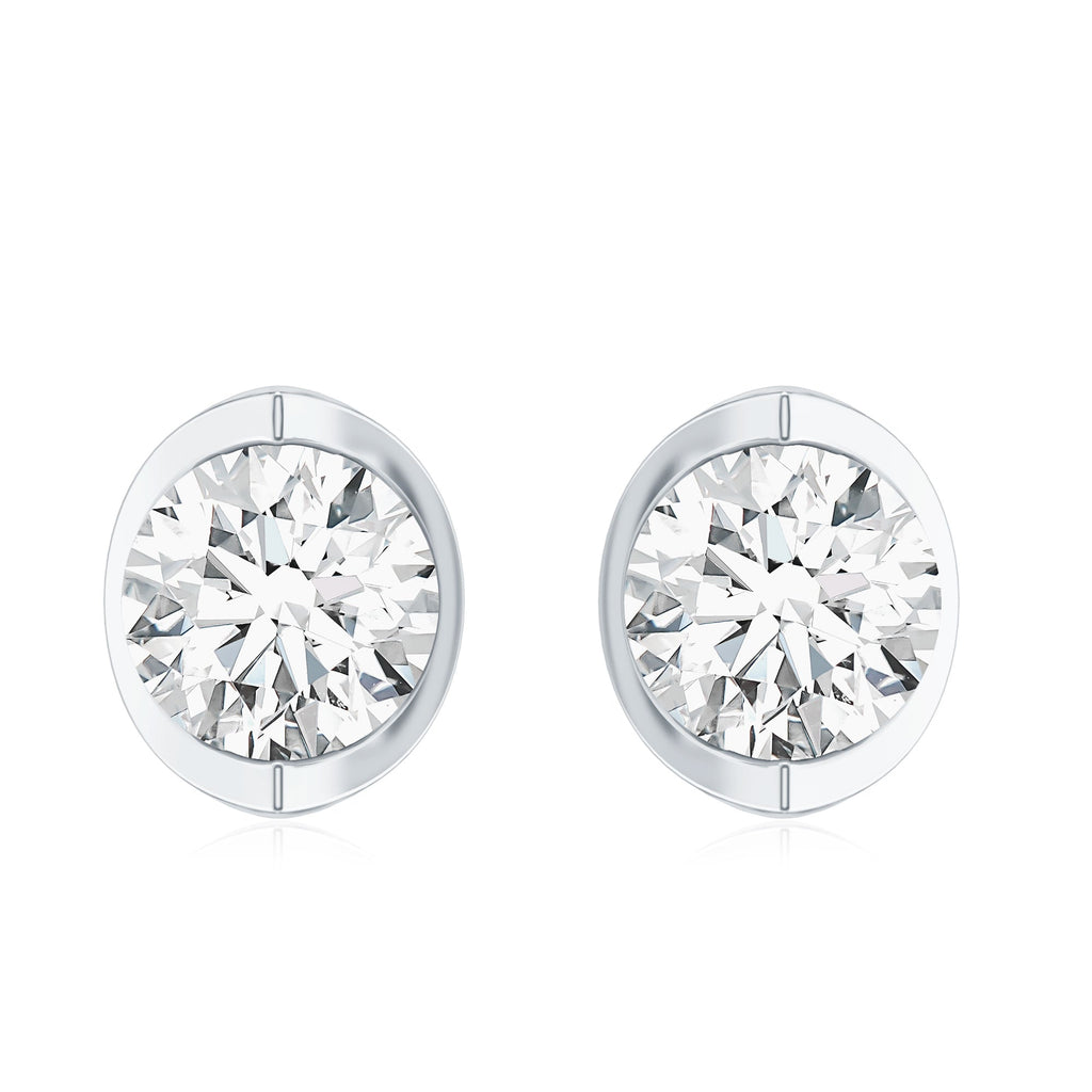 Minimalist 0.63 Carat Round Moissanite Solitaire Stud Earrings