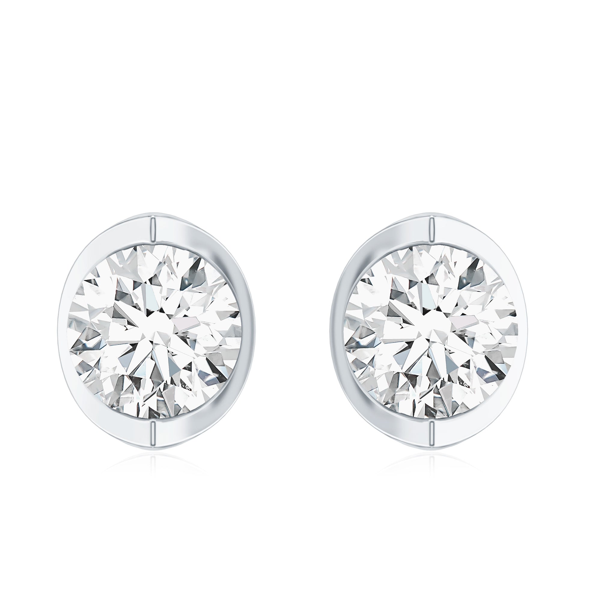 Minimalist 0.63 Carat Round Moissanite Solitaire Stud Earrings