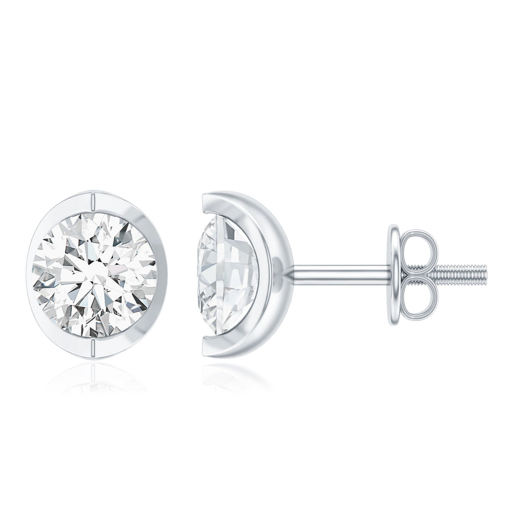 Minimalist 0.63 Carat Round Moissanite Solitaire Stud Earrings