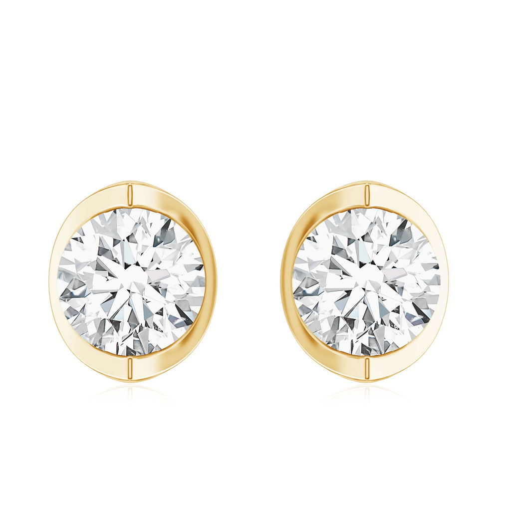 Minimalist 0.63 Carat Round Moissanite Solitaire Stud Earrings