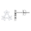 Round Cut Genuine Diamond Cluster Flower Stud Earrings
