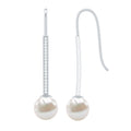 Cultured Freshwater Pearl Diamond Dangle Earrings with Fish Hook