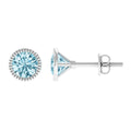 1.6 Carat Round Cut Aquamarine Martini Stud Earring