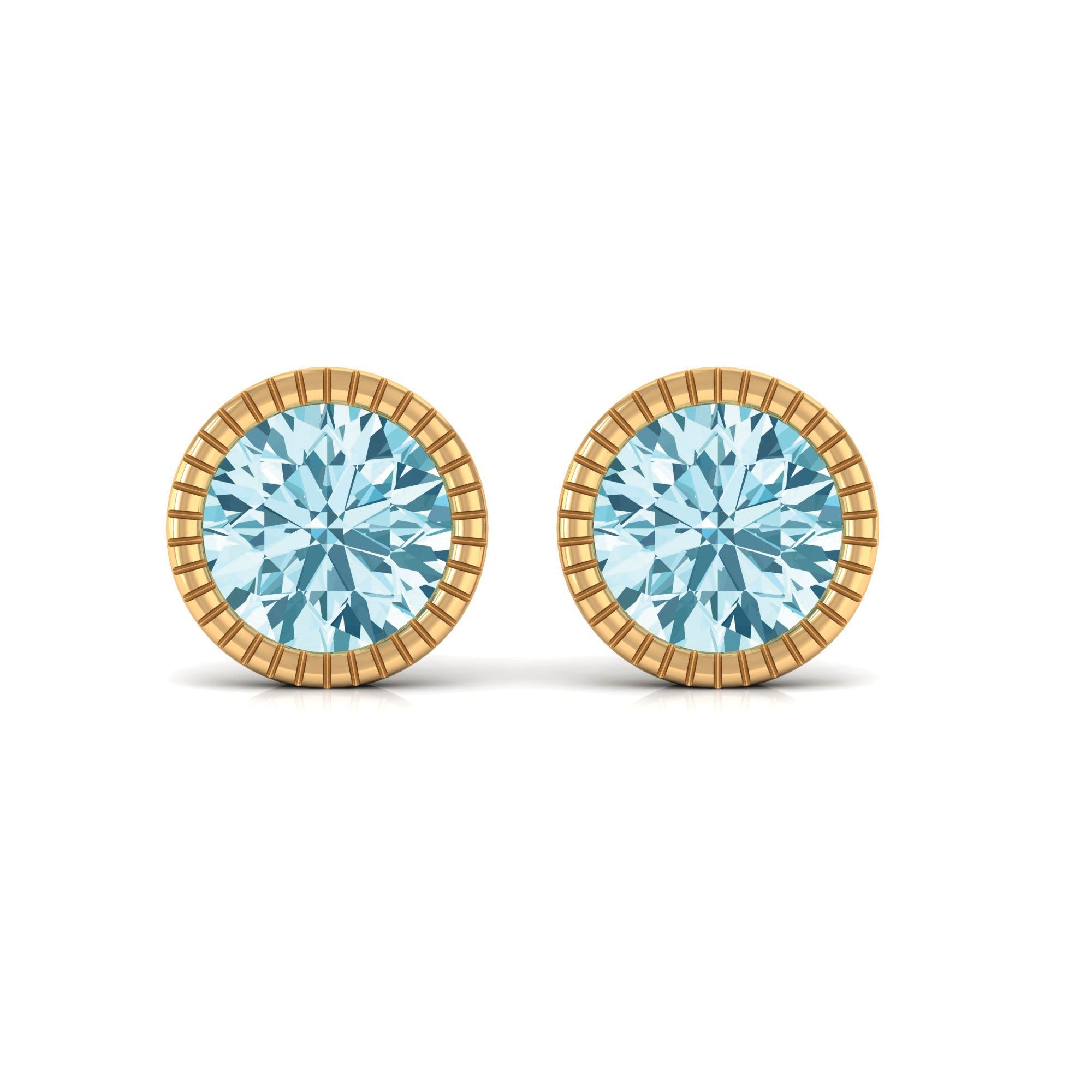 1.6 Carat Round Cut Aquamarine Martini Stud Earring