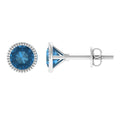 Genuine London Blue Topaz Martini Stud Earrings
