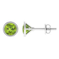 Round Peridot Solitaire Stud Earrings in Bezel Setting