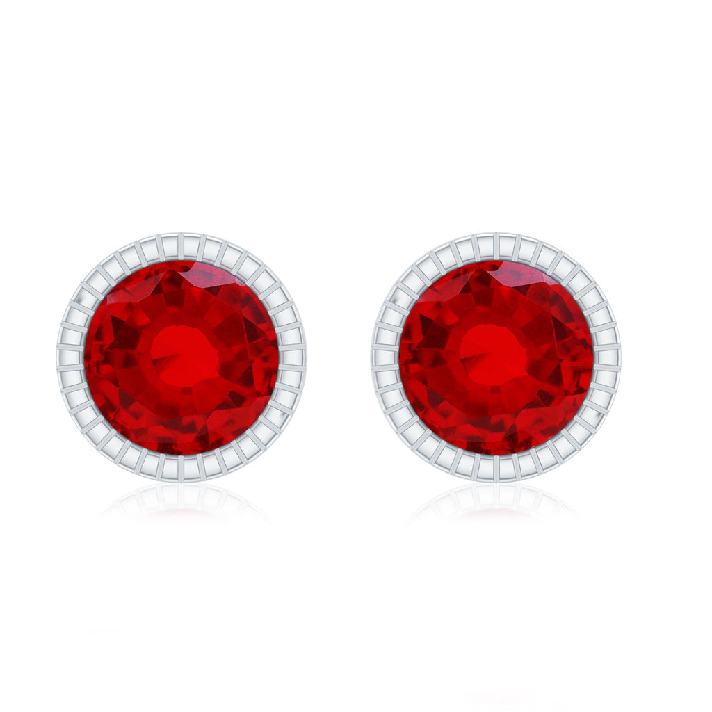 Round Cut Lab Created Ruby Martini Stud Earrings