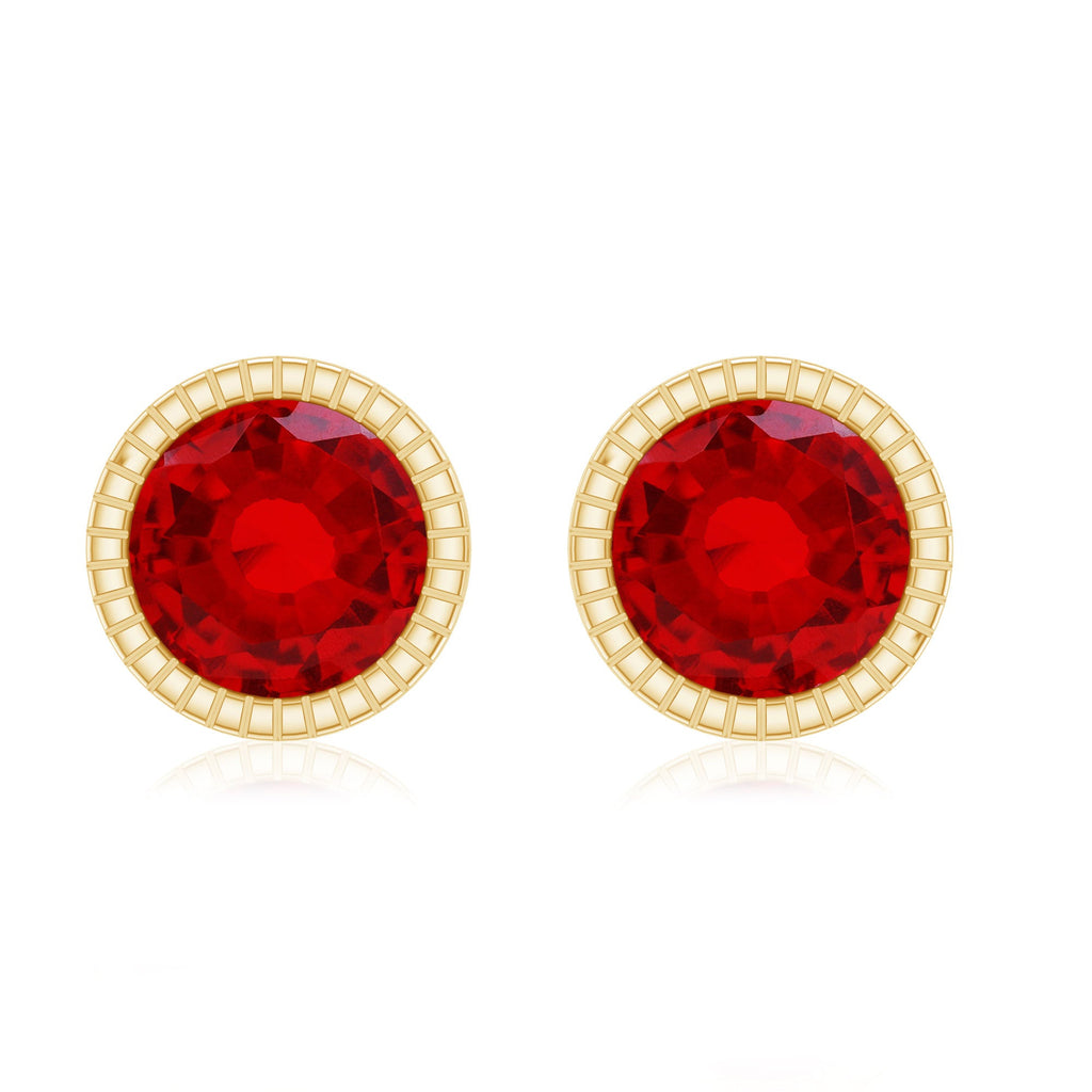 Round Cut Lab Created Ruby Martini Stud Earrings