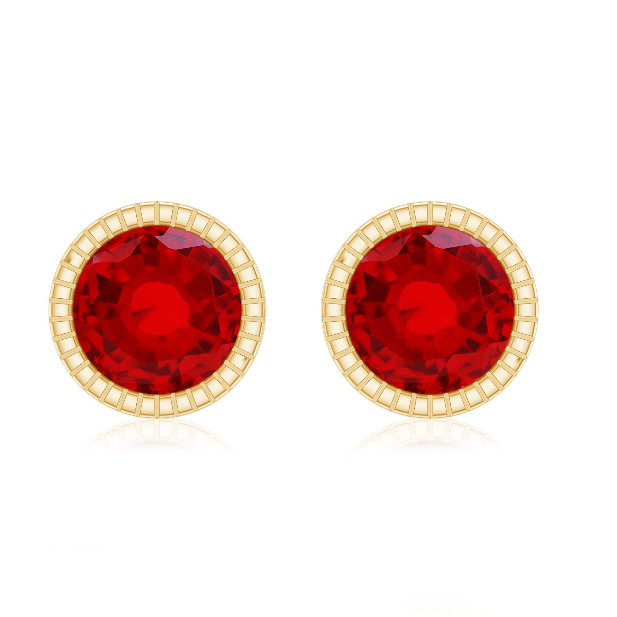Round Cut Lab Created Ruby Martini Stud Earrings