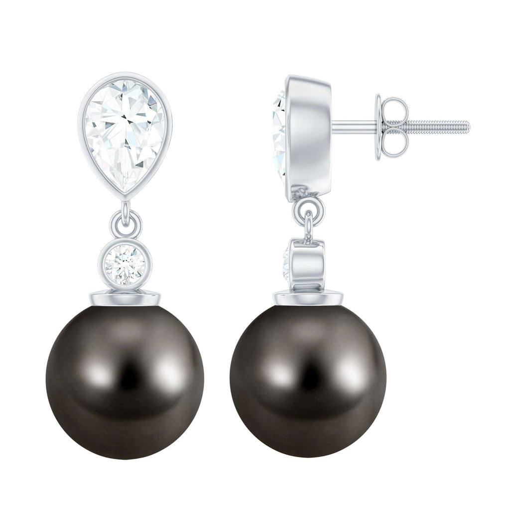 Certified 16 Carat Cultured Tahitian Black Drop Earrings for Women