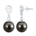 Certified 16 Carat Cultured Tahitian Black Drop Earrings for Women