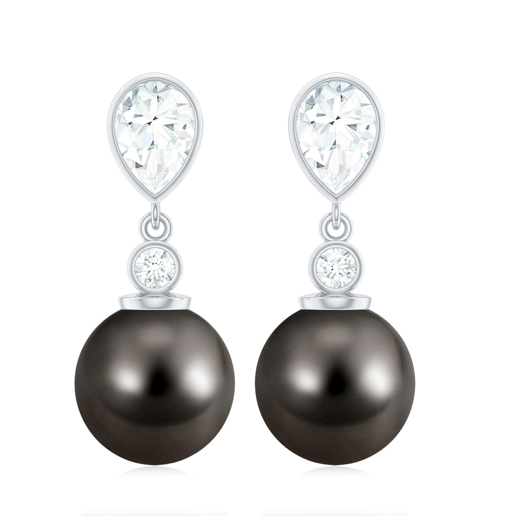 Certified 16 Carat Cultured Tahitian Black Drop Earrings for Women