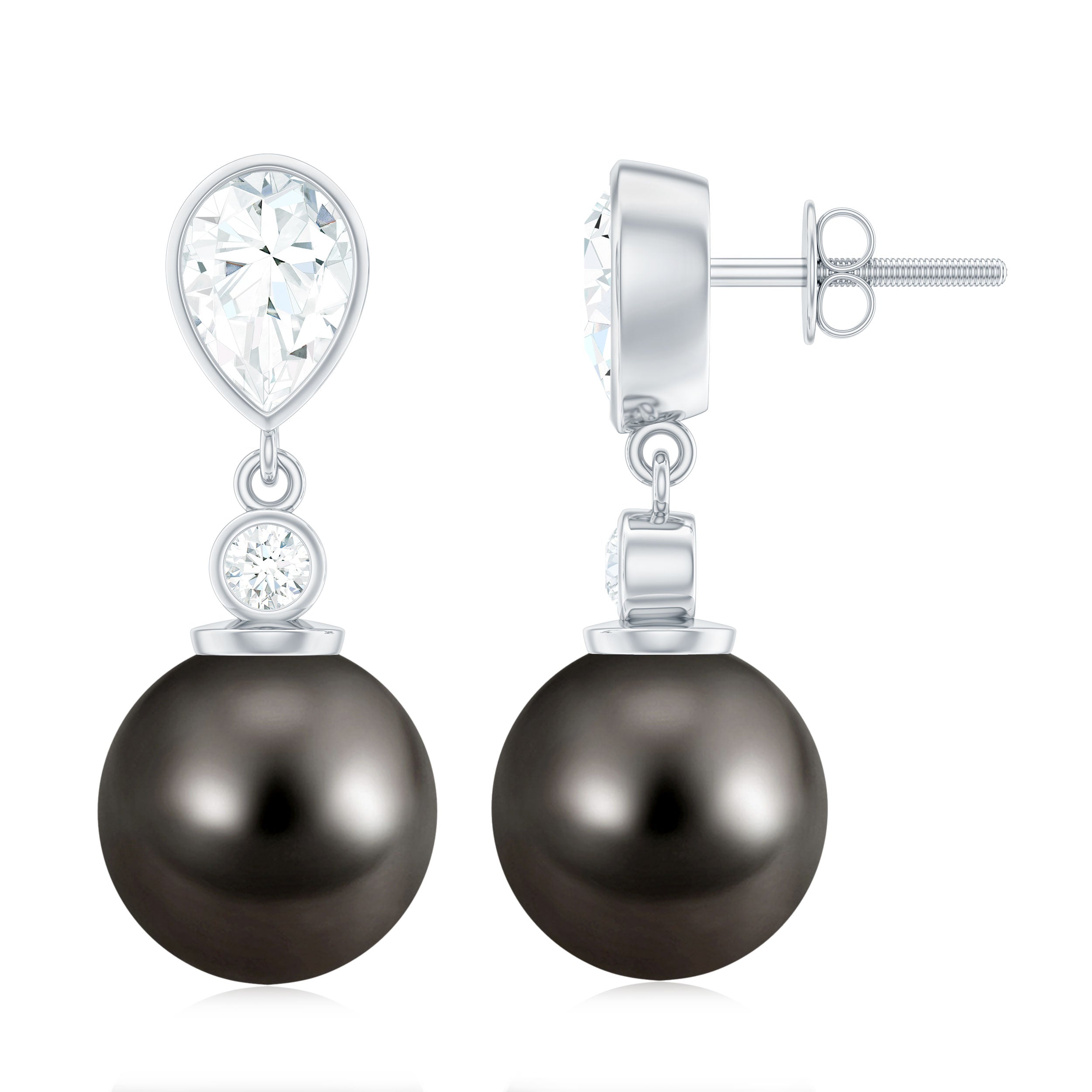 Certified 16 Carat Cultured Tahitian Black Drop Earrings for Women