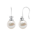 Natural Freshwater Pearl Drop Earrings with Flower Diamond