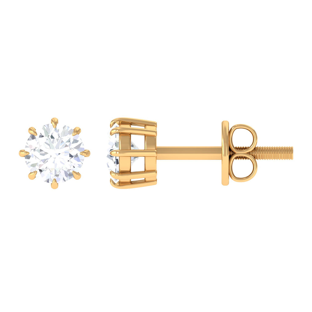 0.5 Carat Natural Diamond Solitaire Stud Earrings in 8 Claw Prong Setting