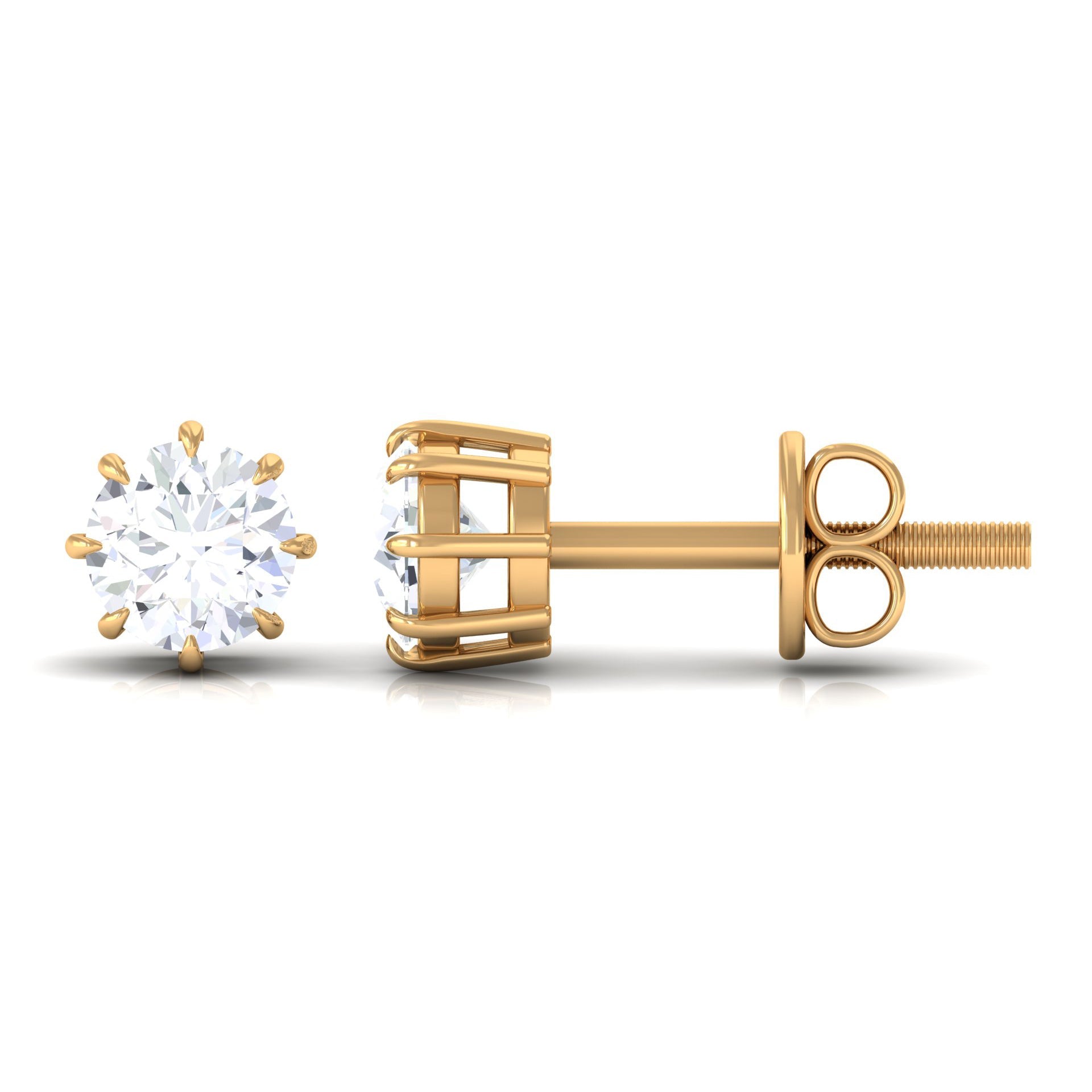 0.5 Carat Natural Diamond Solitaire Stud Earrings in 8 Claw Prong Setting