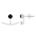 0.9 Carat Black Spinel Jacket Earrings with Diamond Stones