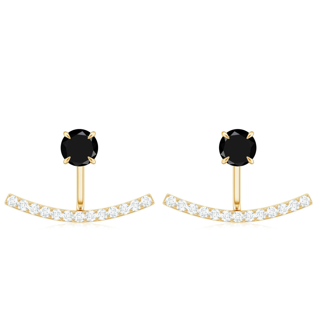 0.9 Carat Black Spinel Jacket Earrings with Diamond Stones
