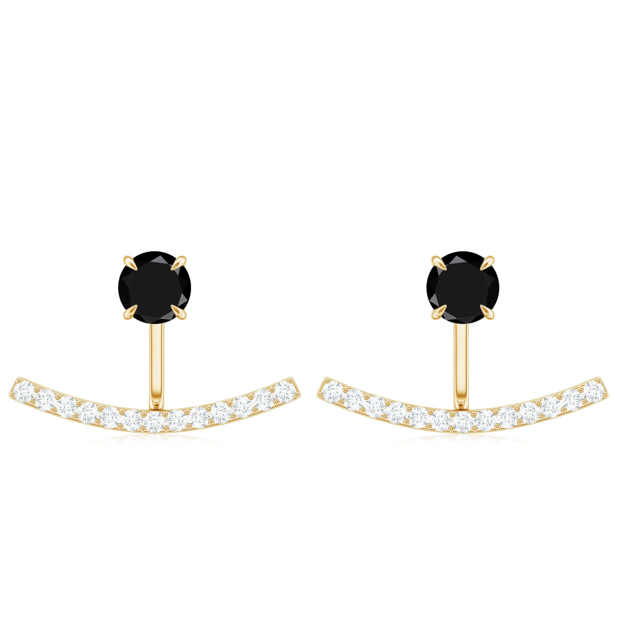 0.9 Carat Black Spinel Jacket Earrings with Diamond Stones