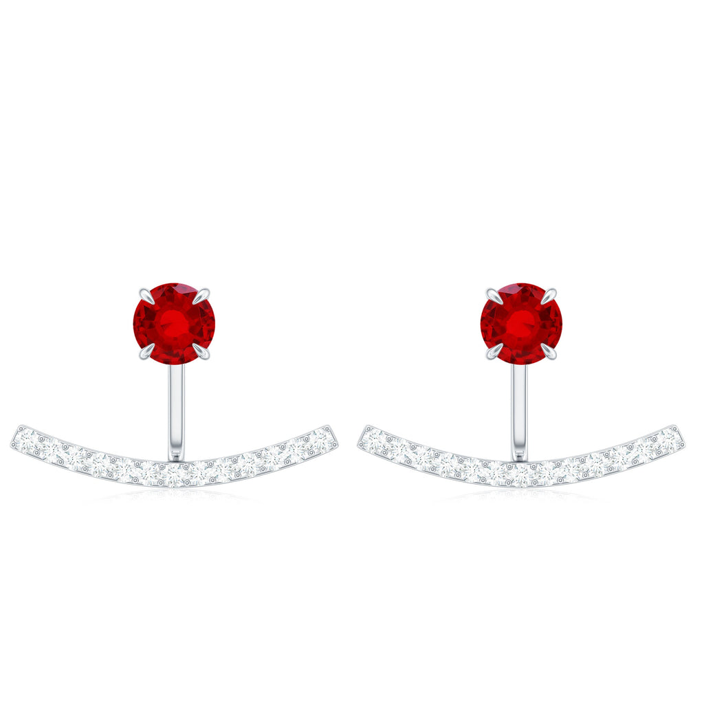 0.6 Carat Lab Grown Ruby and Diamond Classic Jacket Earrings