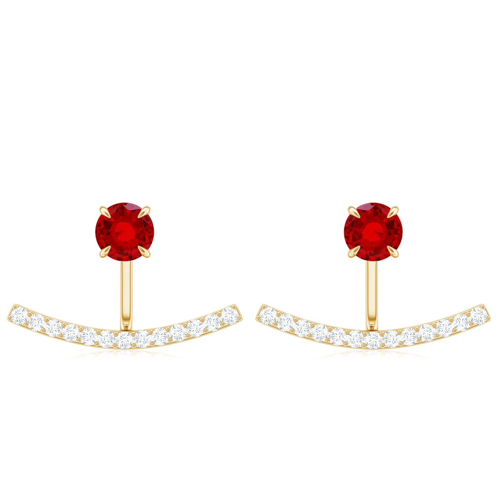 0.6 Carat Lab Grown Ruby and Diamond Classic Jacket Earrings