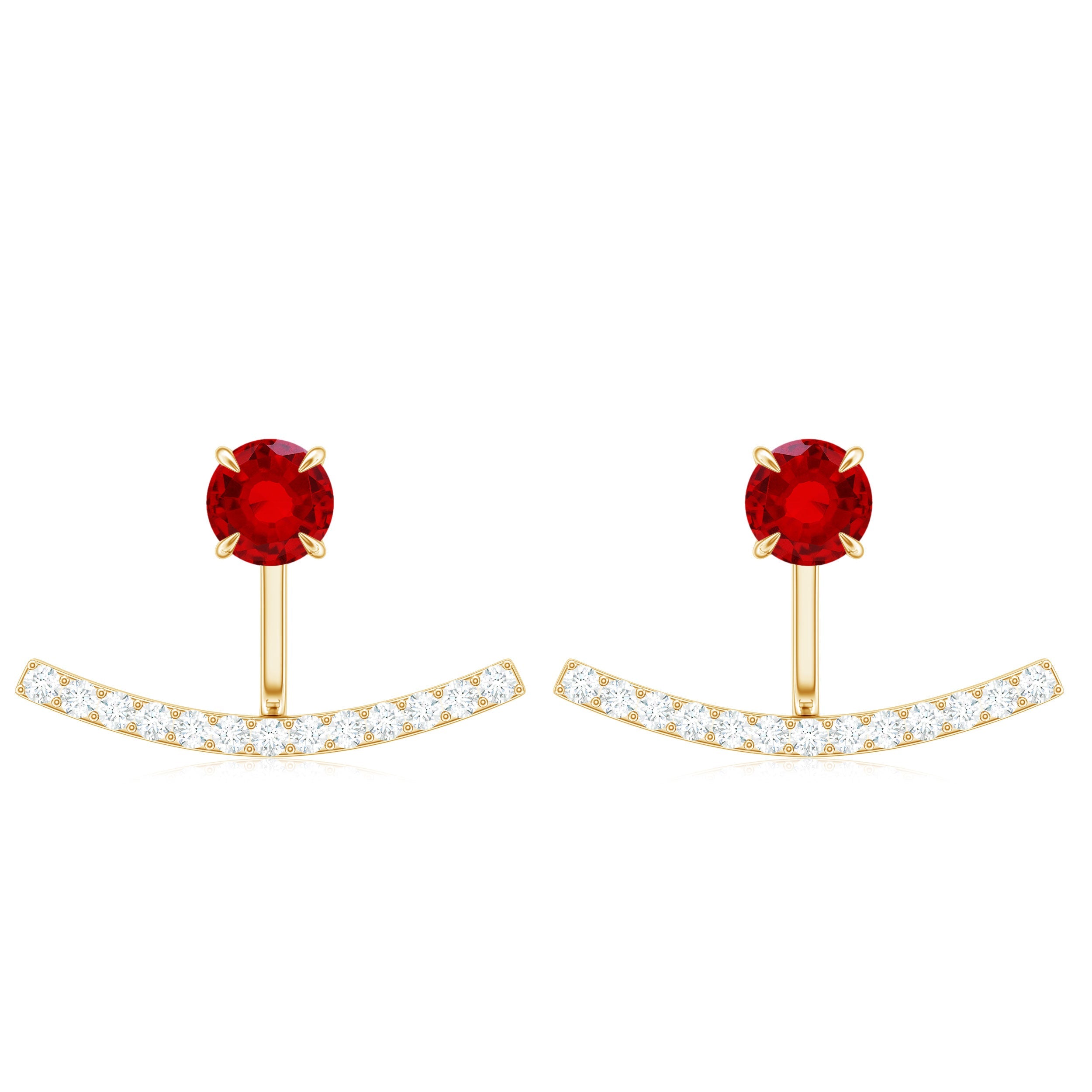 0.6 Carat Lab Grown Ruby and Diamond Classic Jacket Earrings