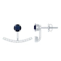0.8 Carat Blue Sapphire Classic Jacket Earrings with Diamond