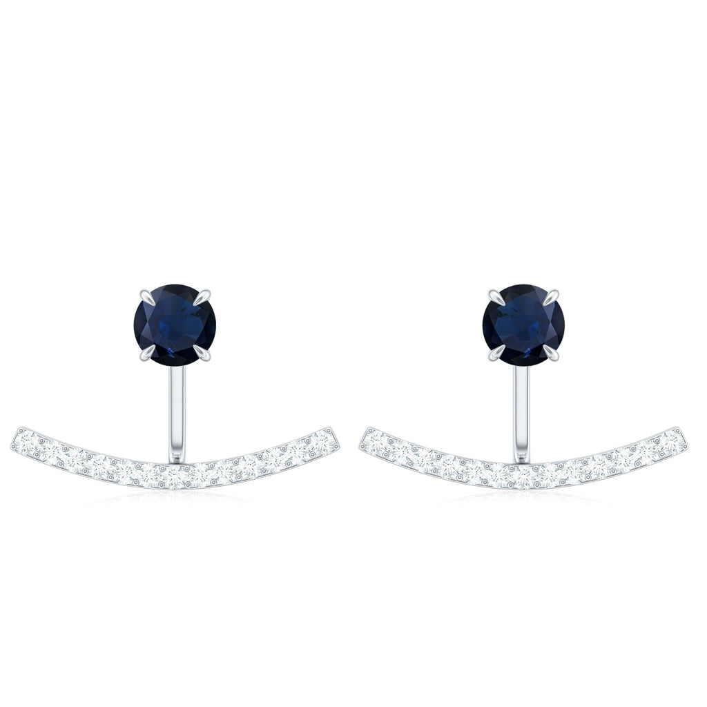 0.8 Carat Blue Sapphire Classic Jacket Earrings with Diamond