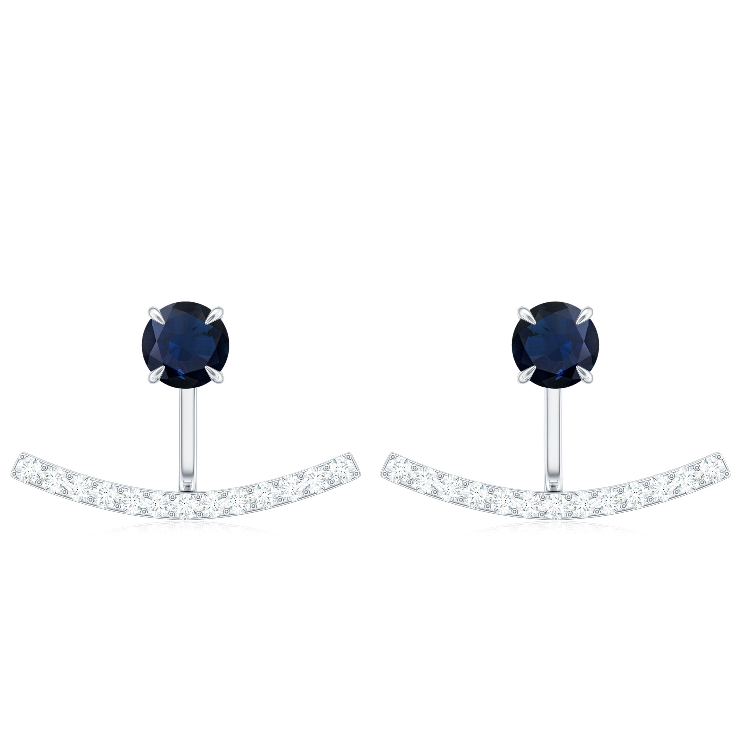 0.8 Carat Blue Sapphire Classic Jacket Earrings with Diamond