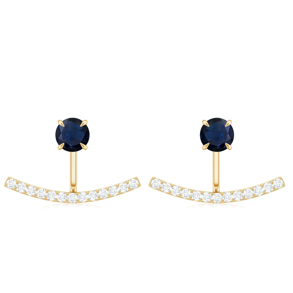 0.8 Carat Blue Sapphire Classic Jacket Earrings with Diamond