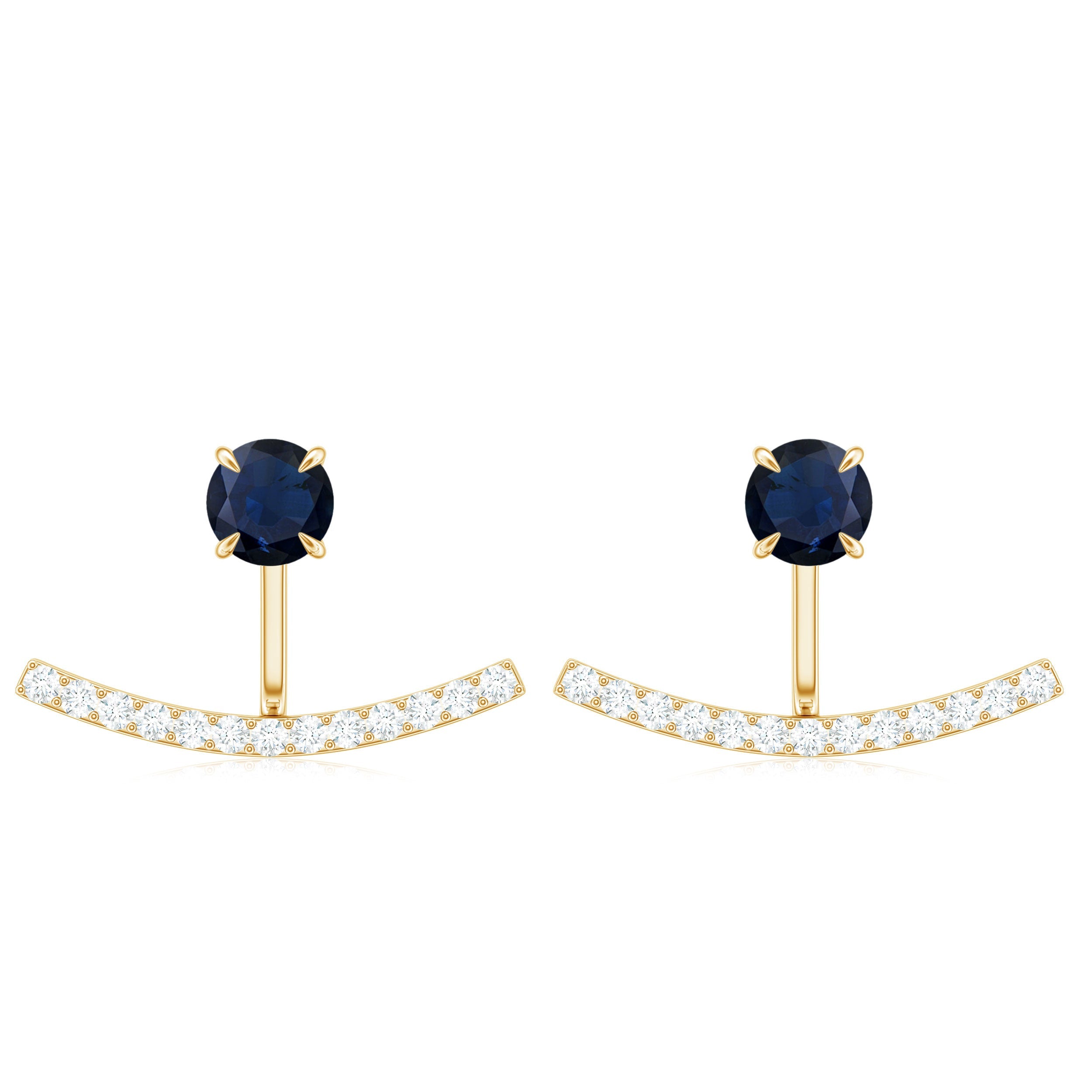 0.8 Carat Blue Sapphire Classic Jacket Earrings with Diamond