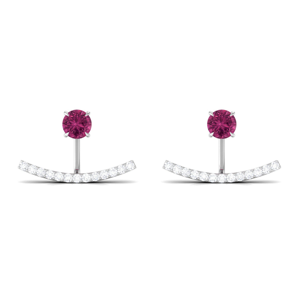 Classic Pink Tourmaline Jacket Earrings with Diamond