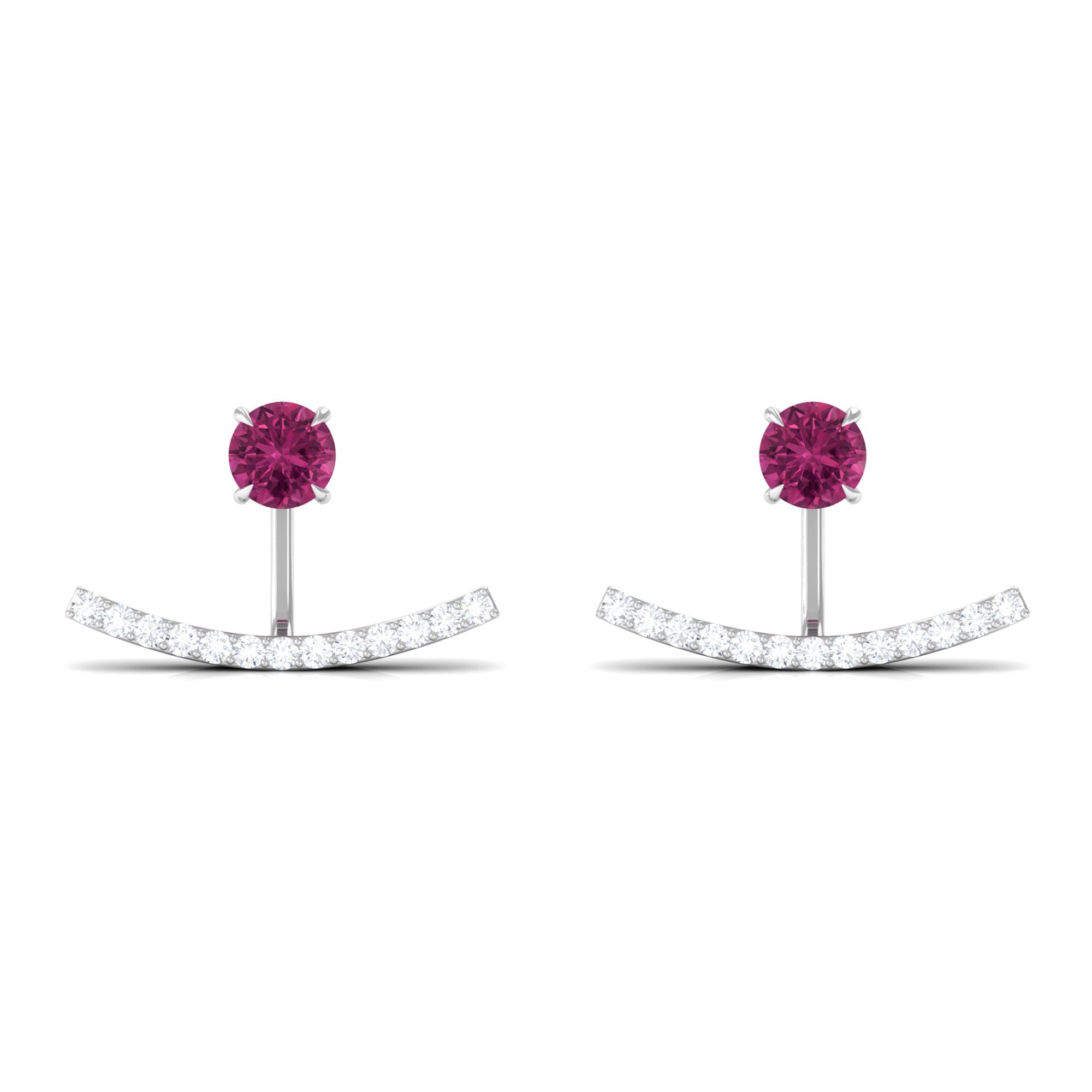 Classic Pink Tourmaline Jacket Earrings with Diamond