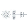 Natural Diamond Flower Stud Earrings for Women