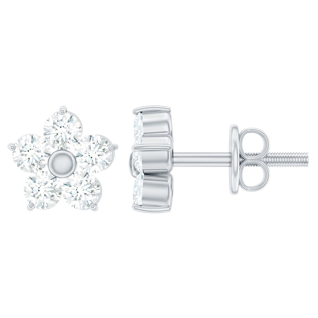 Natural Diamond Flower Stud Earrings