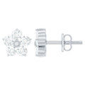 Natural Diamond Flower Stud Earrings
