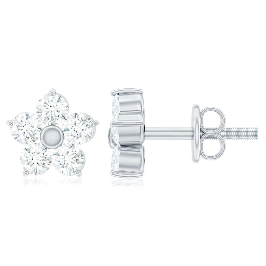 Natural Diamond Flower Stud Earrings