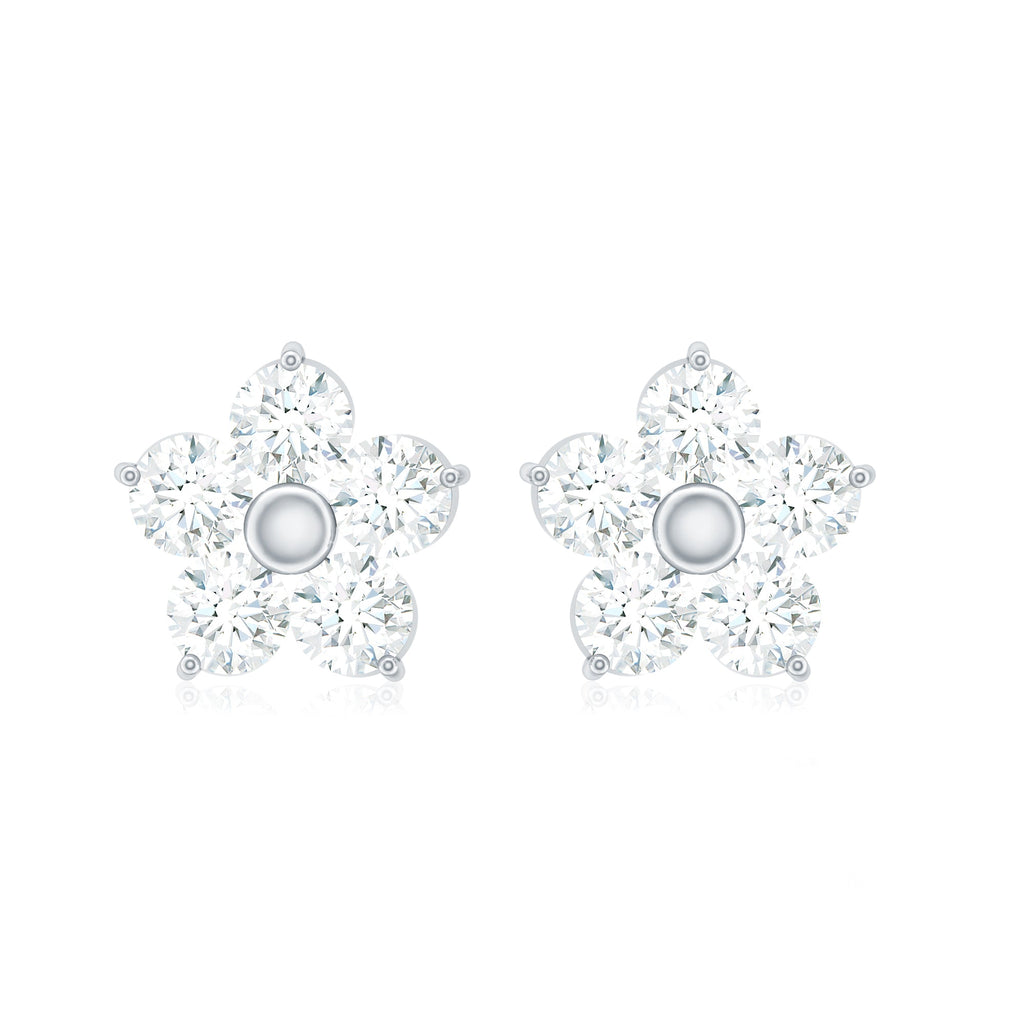 Natural Diamond Flower Stud Earrings