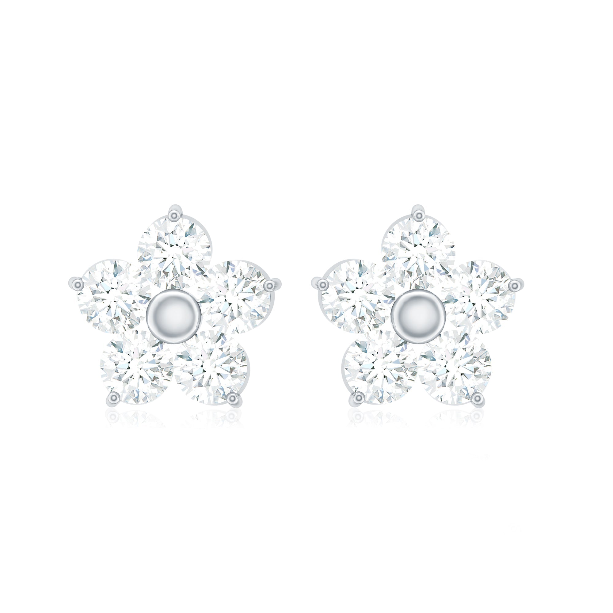 Natural Diamond Flower Stud Earrings