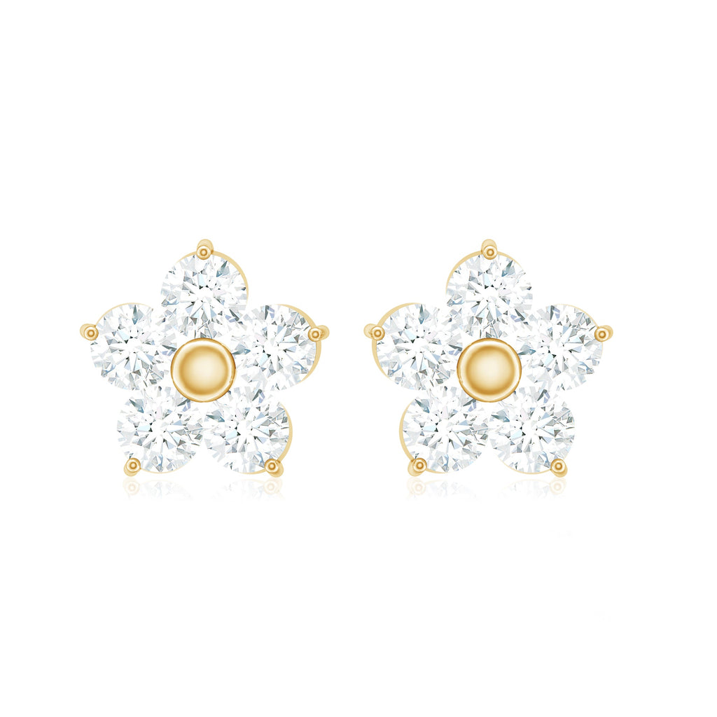 Natural Diamond Flower Stud Earrings
