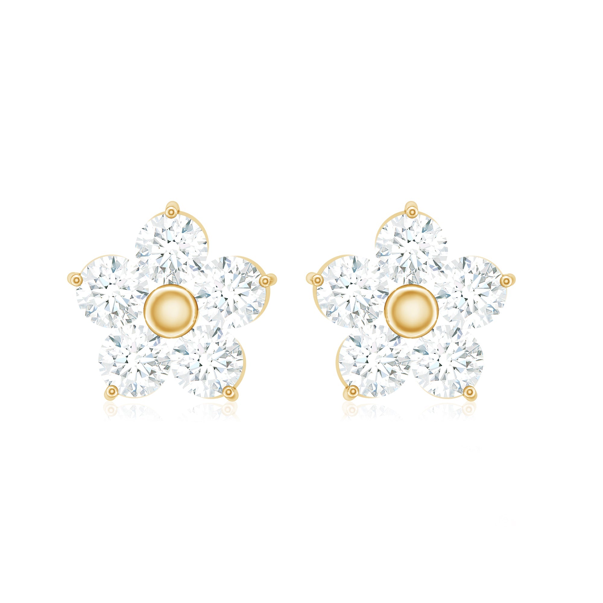Natural Diamond Flower Stud Earrings