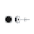 Vintage Black Onyx Stud Earrings with Diamond Halo