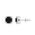 3 Carat Black Spinel Stud Earrings with Diamond Halo