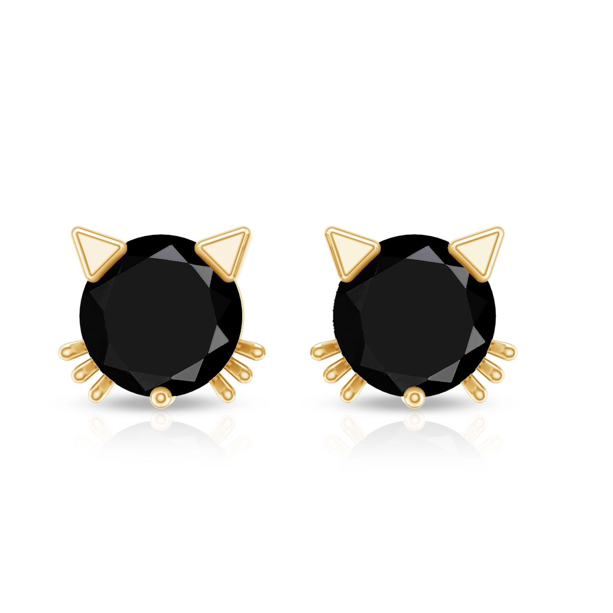 5MM Round Lab Created Black Diamond Cat Stud Earrings