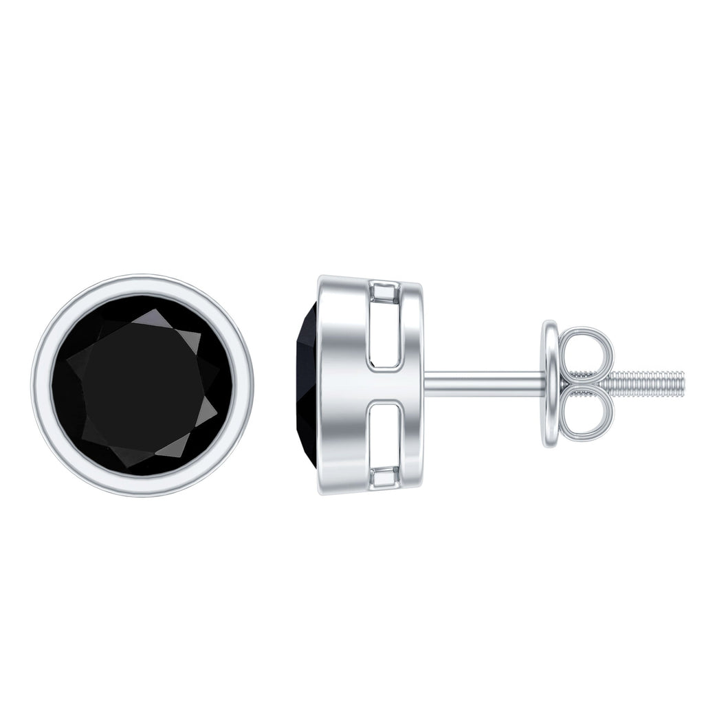 1.6 Carat Bezel Set Lab Created Black Diamond Solitaire Stud Earrings